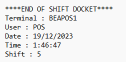 End of shift doc